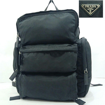 PRADA Herren Rucksack Tasche Backpack Nylon Schwarz Noir Gebraucht...