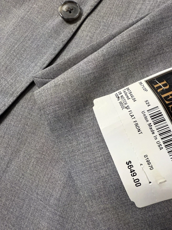 Made in USA - 42S (36 W) Jos. A. Bank Reserve Light Grey - Italian Fabric - Image 4 of 4