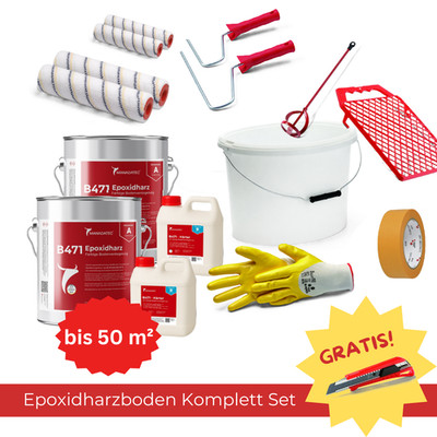 2K Epoxidharz Bodenbeschichtung Set - bis 50 m² - Garage Keller Werkstatt - B471