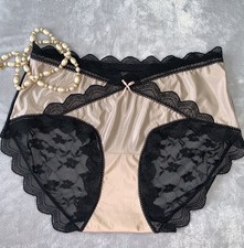 NEW Glossy 2nd Skin Stretch Satin  SOFT Lace Bikini Brief Panties 1X SHEEr BUm