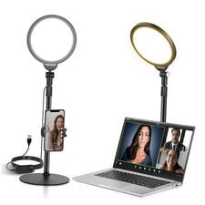 Basics 7" Desk Ring Light for Video Recording, 10W Dimmable Full Screen R06