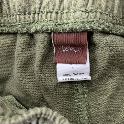 Tea Collection Boys Size 4 Pants Green Cargo Sweatpants Pull On Straight Leg - Picture 7 of 7
