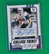 Panini 2021 Contenders Draft Picks Paddy Fisher Rookie Auto #178 Wildcats