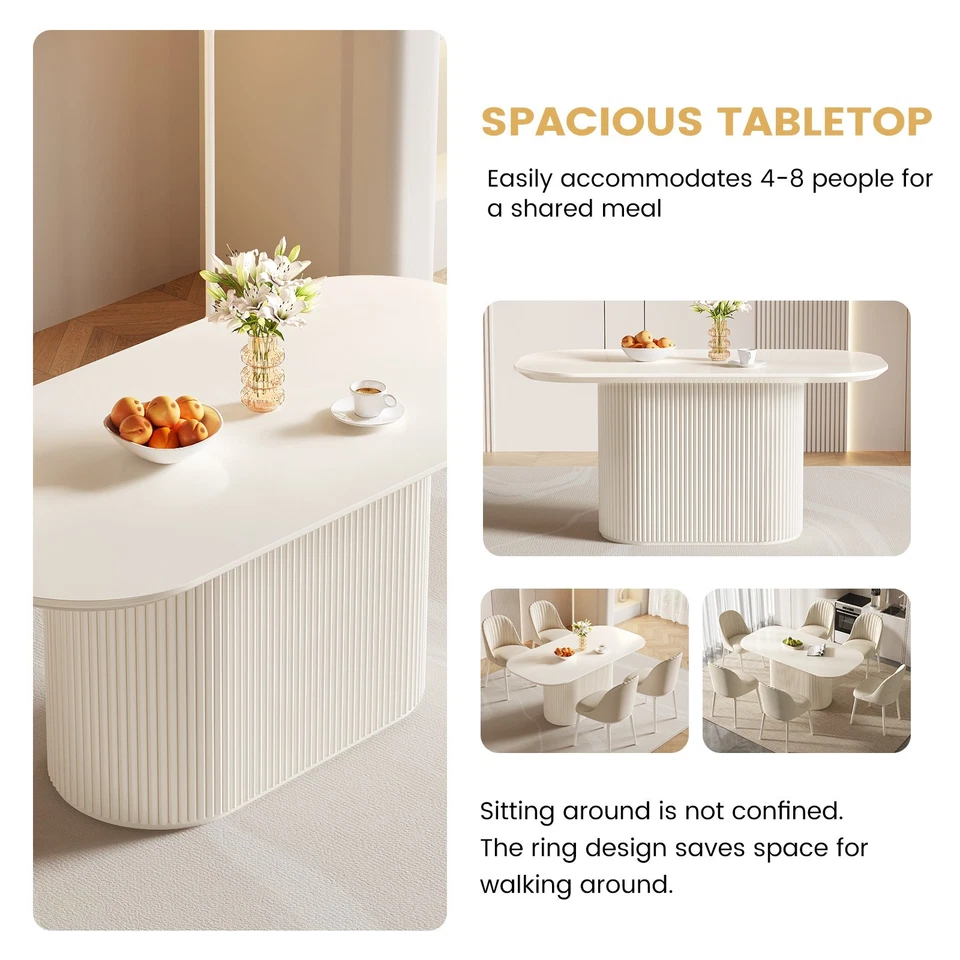 Овальный обеденный стол Guii 70 дюймов для 4–6 белых современных кухонных столов для столовой - Изображение 3 из 4