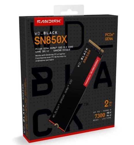 内蔵型SSD WD_BLACK SN850X 2TB NVMe SSD WD_BLACK SN850X 2TB NVMe SSD M.2 2280 Up to 7,300 MB/s