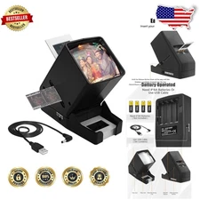 Brilliant 3X Magnifier 35mm Slide Film Viewer USB Battery Powered Crystal Clear