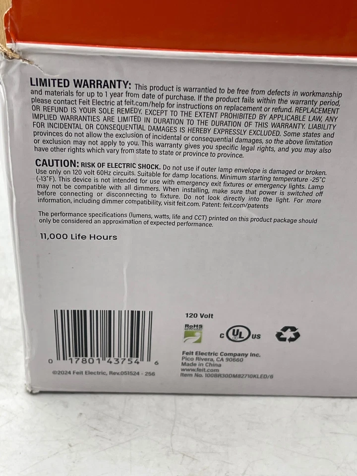 Feit Electric LED BR30 Flood Soft White 2700K 16W 100W Eq Dimmable E26- 5 Bulbs - Image 2 of 4