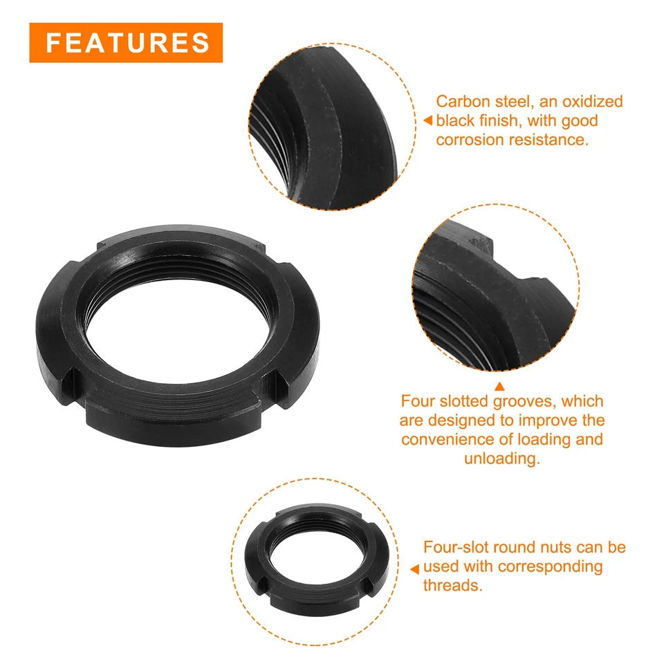 M35x1,5mm – 6 Stück Sicherungsmuttern mit vier Schlitzen,rund – Kohlenstoffstahl - Bild 4 von 4