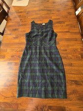 J.CREW Women's Plaid Dress Green Blue Size 10 Wool Polyester Fast Shipping Sku91