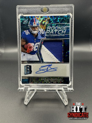Panini Spectra 2018 Saquon Barkley Rookie Auto Patch Neon Blue RPA #206 20/75