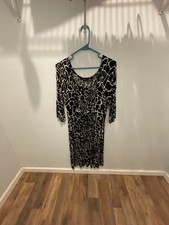 Investments Black and White Geometric Print 3/4 Sleeve Dress