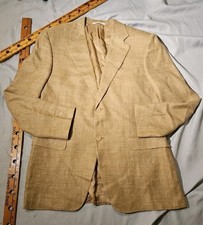 Canali Blazer Mens Sz EU 52R US 42 Beige Plaid Wool Silk Linen Sport Coat Italy
