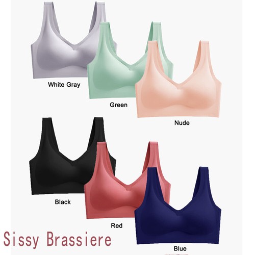 Sissy Mens Bra Wirefree Bra Crossdresser Lingerie Seamless Wide Straps Brassiere - Picture 2 of 16