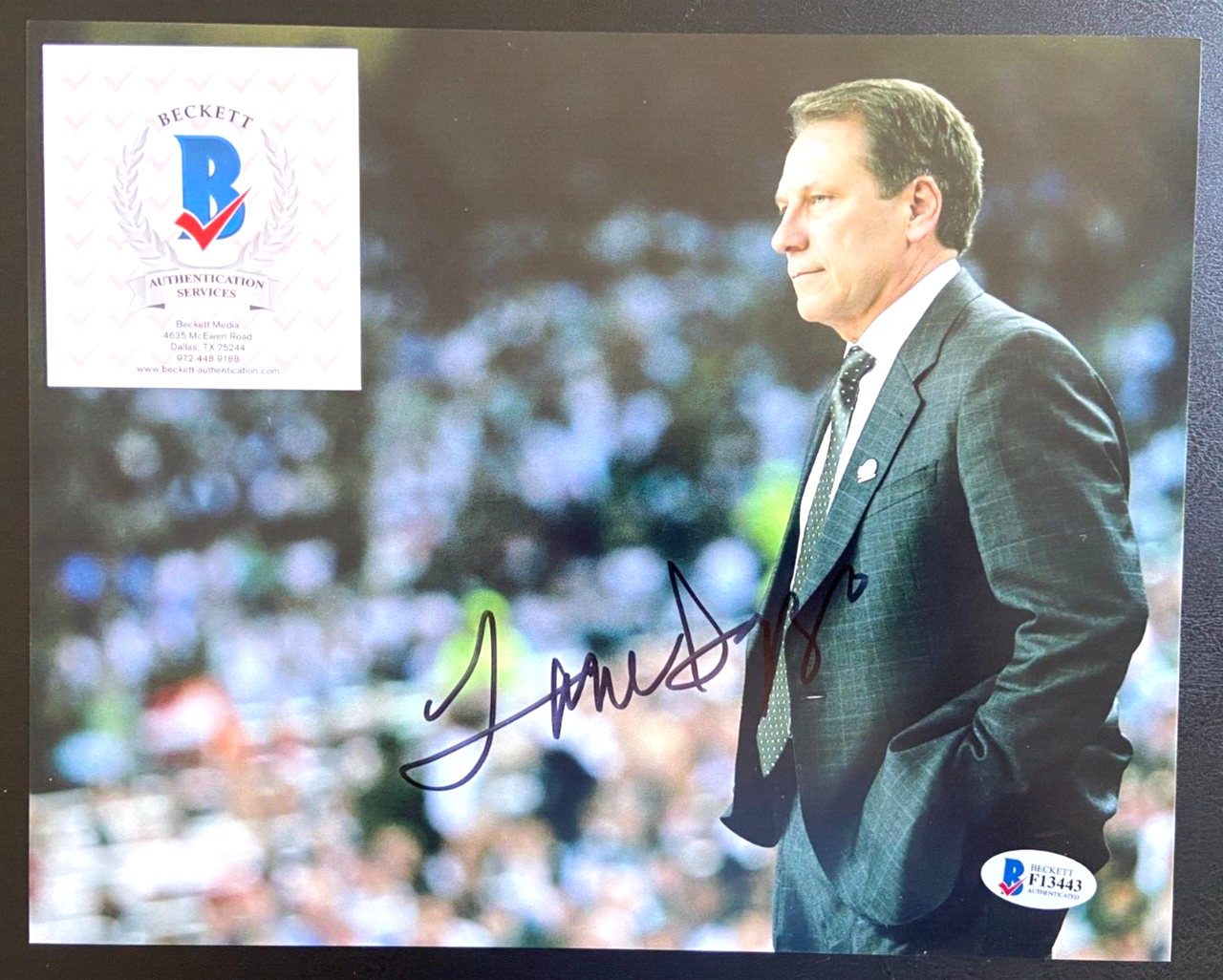 TOM IZZO SIGNED 8X10 PHOTO MICHIGAN STATE SPARTANS SPARTY CHAMPS COACH BAS A 