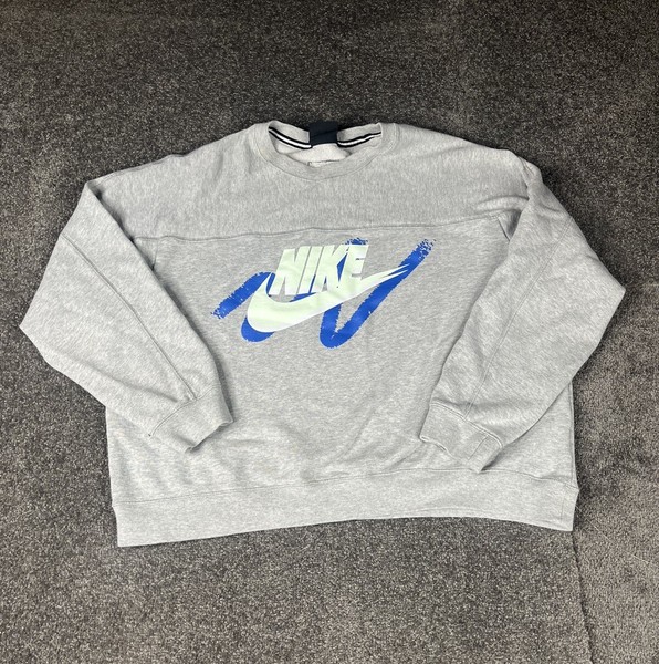 Nike Sportswear Retro Sweatshirt Womens Medium Grey Oversized Graphic Crewneck