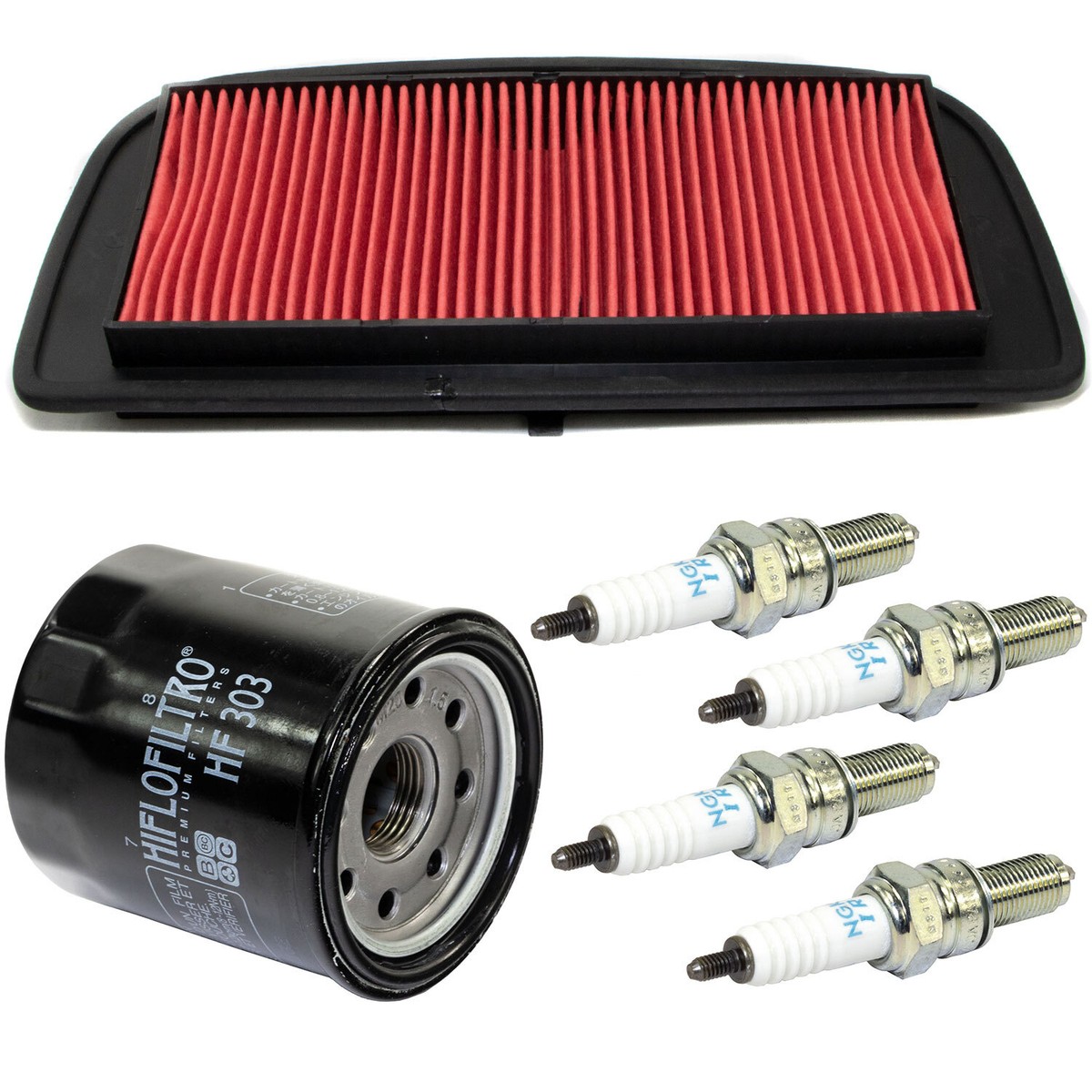 Servicekit Für Yamaha YZF-R1 1000 (1998-2001) – Luftfilter, Ölfilter, 4x Zündkerzen