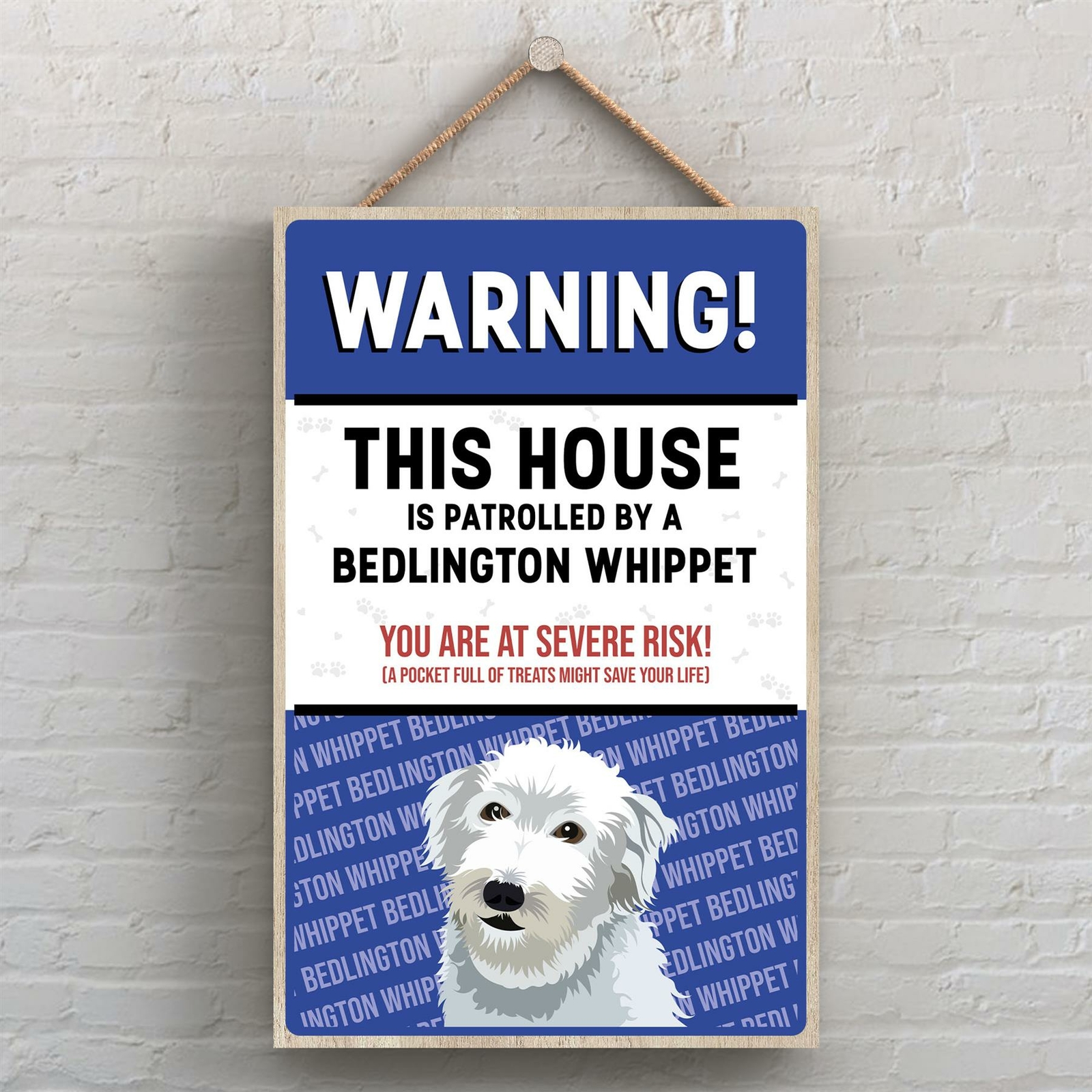 BEDLINGTON WHIPPET THE WORKS OF K PEARSON DOG BREED ILLUSTRATION WOODEN PLAQUE