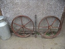 Shepherds Hut CAST IRON WHEELS pair 29" Vintage