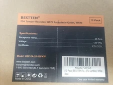 Box of 10 BESTTEN USP-2A-20-10PKW 20A Tamper Resistant Receptacle Outlet