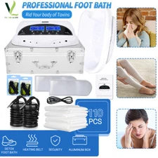 Dual Ionic Detox Foot Bath Machine Spa Ion Machine for Home w/ Tub & 100 Liners