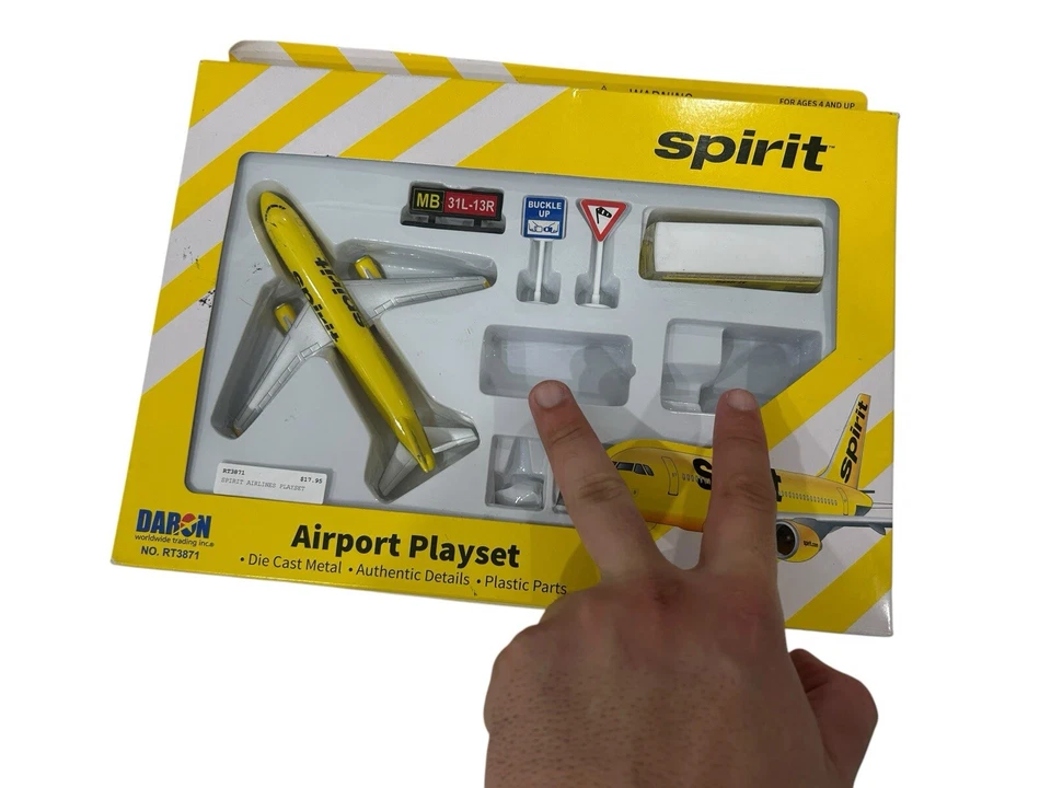 Juego Spirit Airlines con avión de juguete fundido a presión y accesorios de aeropuerto Foto 2 de 3