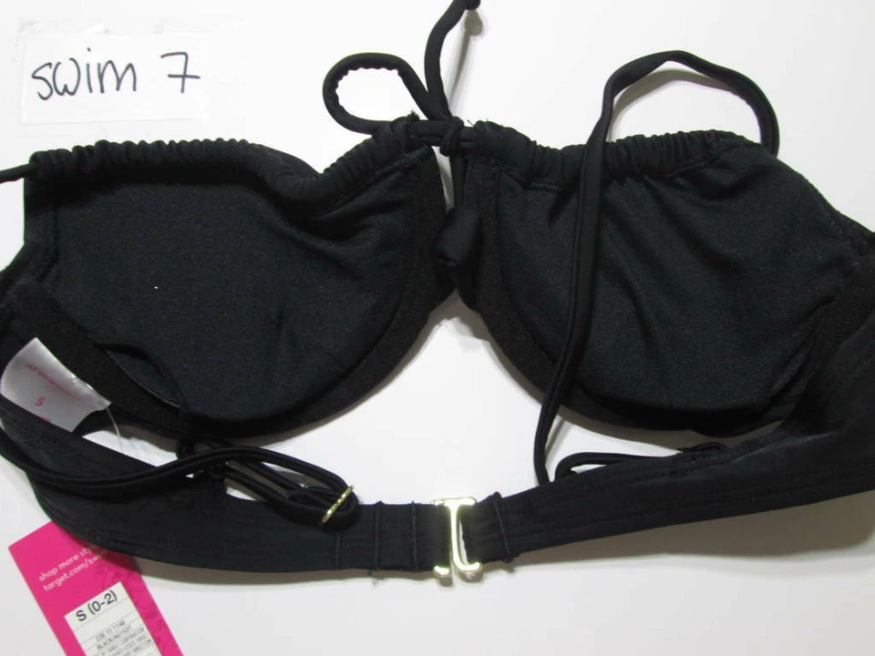 Nuevo con etiquetas Xhilaration Mujer Talla S Bikini Top Negro Traje de baño ajustable Foto 2 de 4