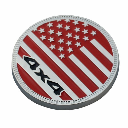 1x American US Flag Logo Rated 4X4 Emblem 3D BAGDE STICKER Nameplate Red Silver - Bild 5 von 6