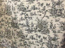 Mill Creek Screen Print French Toile Drapery Upholstery Fabric Black & Soft Whit