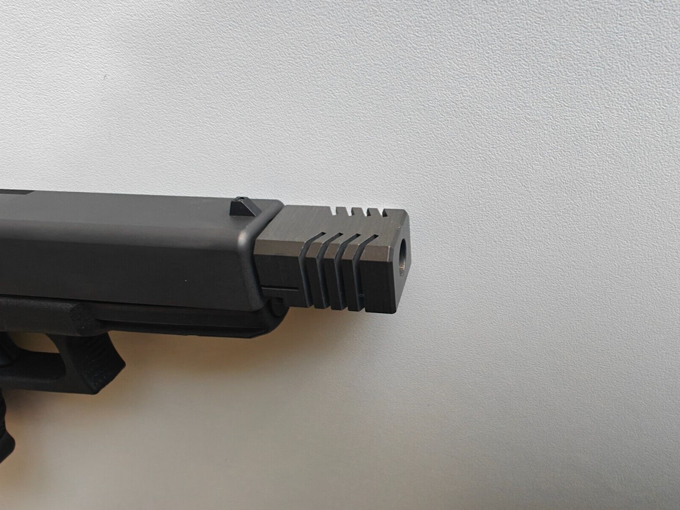 Muzzle Brake Compensator 1/2x28 TPI, For 9 mm Glock, Black Hard ...
