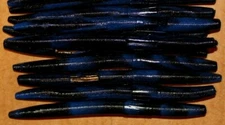6" Stick Senko Style Black Blue Swirl 50 pack Bulk Bag Bass Plastic Worm
