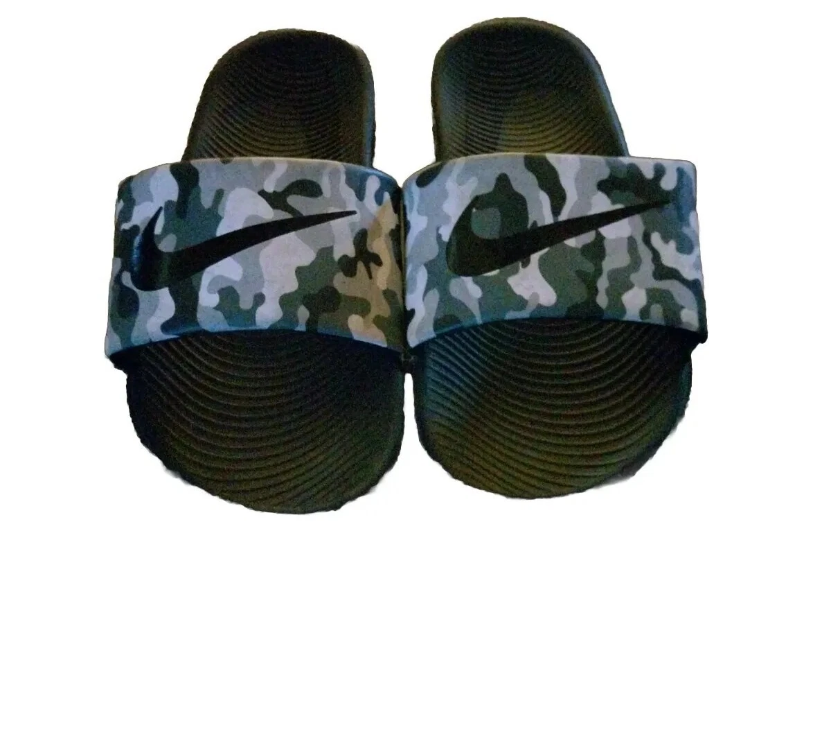 Scarpe slide on giovani Nike Mimetiche grigio nero con logo slide taglia 6Y bambini