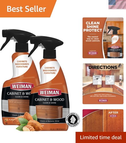 16 oz Cabinet & Wood Cleaner - Shine & Protect, 2 Pack with Microfiber Towel