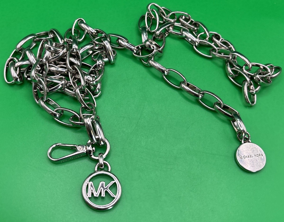 MICHAEL KORS SILVER  LOGO CHAIN BELT SIZE S/M BRAND NEW Michael Kors Womens Crystal MK Logo Chain Belt Silver L  main image 2