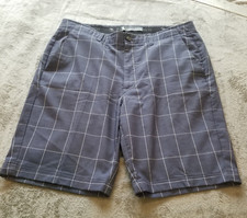 Pebble Beach Mens Performance Shorts Size 34 Blue Grid Dry Luxe Comfort Flex