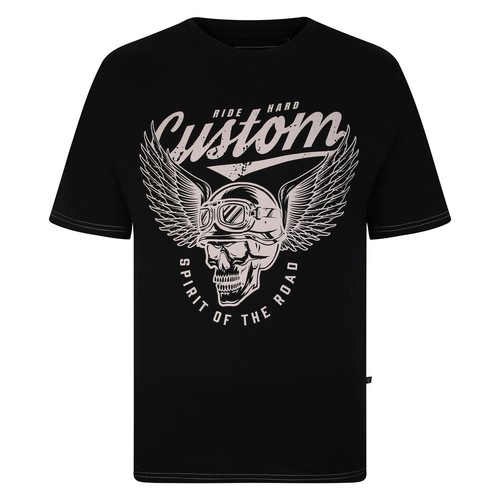 T-shirt Homme Gildan Ultra Cotton Noir – Motif Drôle Moto Et USA, Taille 2XL