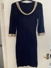 coast dress women size 8 black gold evening occasion Long 3/4 Sleeves