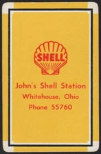 Vintage single playing card SHELL gas and oil Johns Station Whitehouse Ohio
