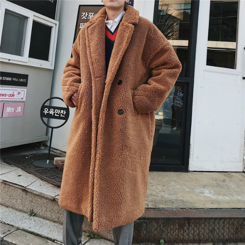Winter Jacket Coat Men X-Long Woolen Warm Coat Men Teddy Coat