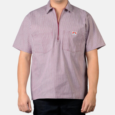 Ben Davis Men's Short Sleeve Shirt 1/2 Zip Cotton Blend 2
