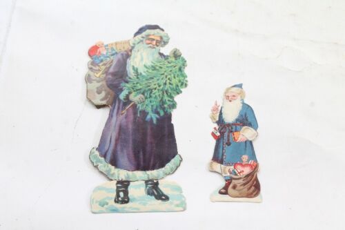 2 X Old Stand Nicholas Santa Claus Cardboard Pappaufsteller Decor Um 1930 - Afbeelding 1 van 10