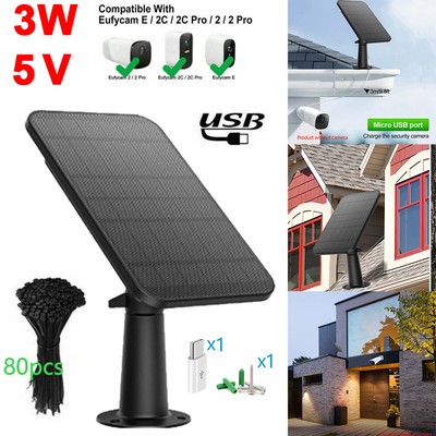 3W 5V Solar Panel for USB Outdoor Power Camera Security Cam Battery Charger US