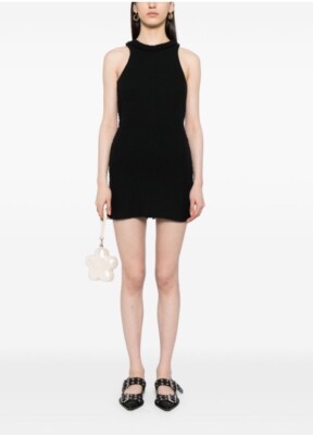 Chanel 08A Sports Line Wool Knit Sleeveless Mini Dress Black
