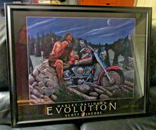 Framed and Matted SCOTT JACOBS Harley Davidson "EVOLUTION" ~ 26.5" x 32.5" - Picture 4 of 5
