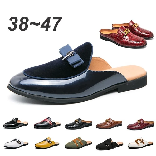Men Casual Shoes Sandals Slip On Flat Half Loafers Luxury Male Slippers Slides - Bild 2 von 29