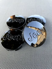 JEEP 4 X BLACK 63mm Wheel Center Cap GRAND CHEROKEE Wrangler Compass