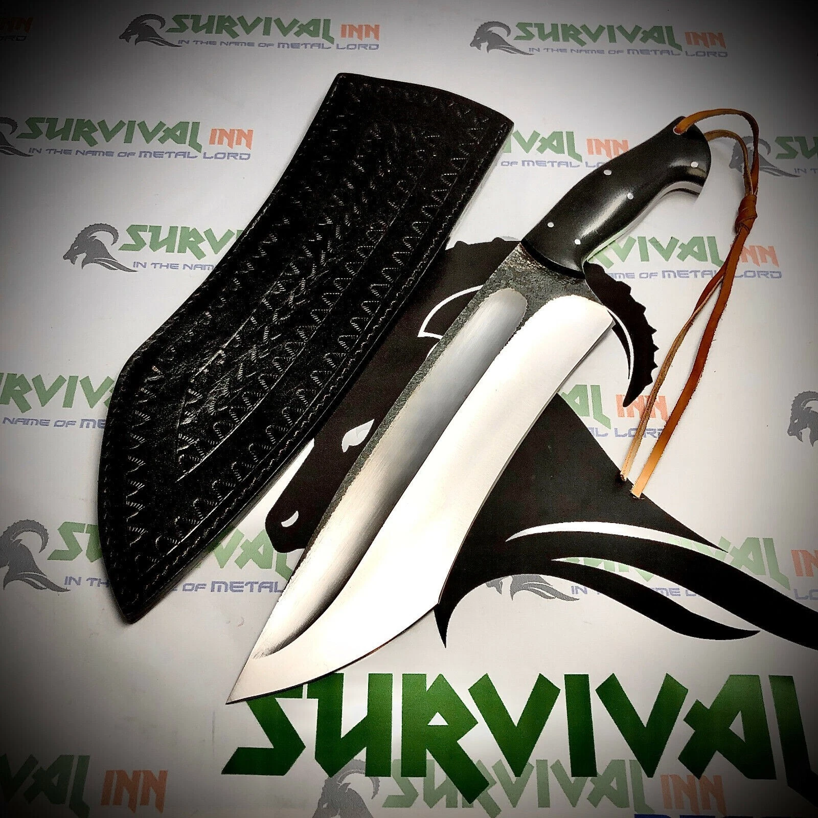 FIF CUSTOM HANDMADE D2 STEEL CAMPING JUNGLE HUNTSMAN BOWIE KNIFE WITH SHEATH 2.0