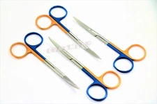 SET OF 4 HIGH GRADE SUPERCUT IRIS MICRO SCISSORS 4.5" CURVED DENTAL INSTRUMENT