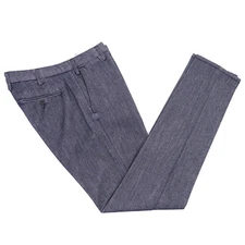 Luigi Borrelli Slim-Fit Indigo Blue Twill Wool and Cotton Dress Pants 34 NWT