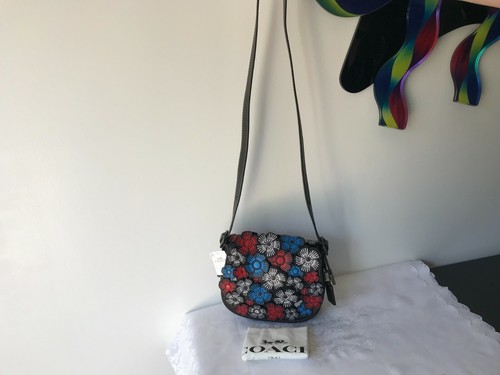 coach bag with leather flowers