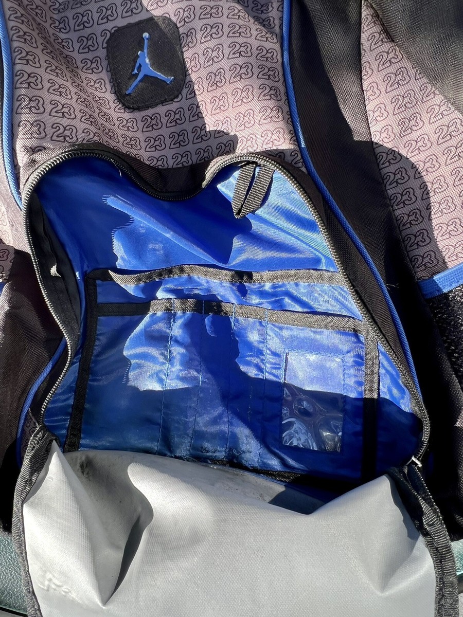 Jordan Black & Blue 23 All Over Print Backpack Padded | eBay